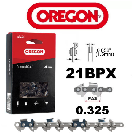 21BPX072E-72E-Chaine tronçonneuse Oregon 21BPX 0.325 - 1.5mm - 0,58 de 72 entraîneurs