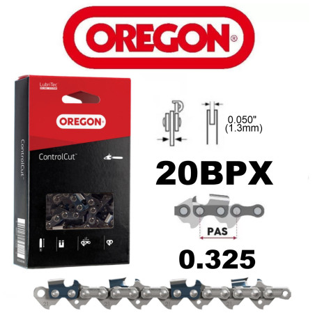 20BPX066E-Chaine 325-050(1.3) demi ronde - micro chisel - 66 entraineurs Orégon