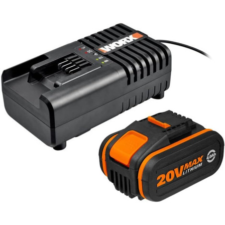 WA3604-Pack batterie 20V / 4.0 Ah + Chargeur Worx