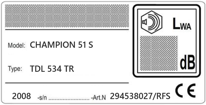 Tondeuse Champion 51 S Type TDL 534 TR